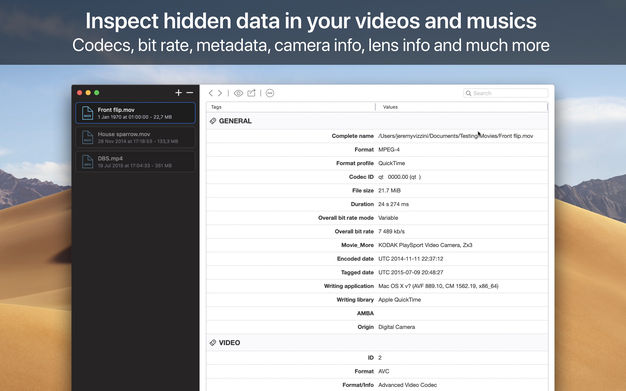 VideoScan 1.0.5 for Mac|Mac版下载 | 视频元数据显示