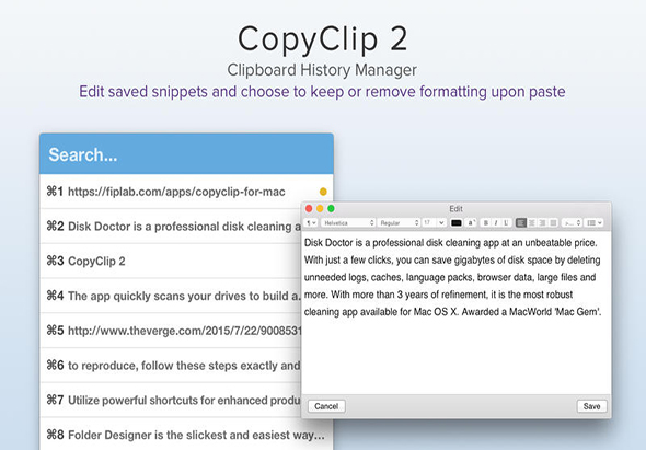 CopyClip 2 2.9.98 for Mac|Mac版下载 | 剪贴簿管理器