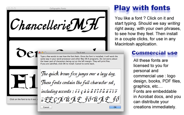 Calligraphic Fonts 2.00 for Mac|Mac版下载 | 12种英文书法字体
