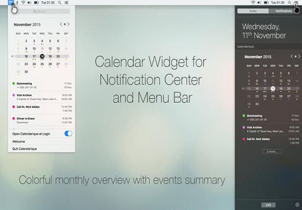 Calendarique 4.1 for Mac|Mac版下载 | 状态栏的日历小插件