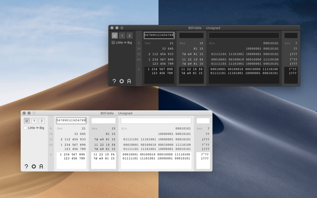 Bit Fiddle 1.4 for Mac|Mac版下载 | 二进制、十六进制转换工具