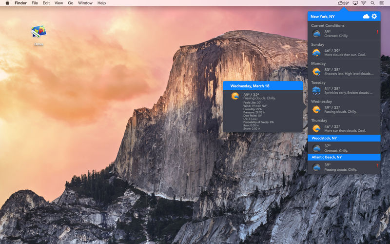 Orbis 5.0.1 for Mac|Mac版下载 | 菜单栏天气工具