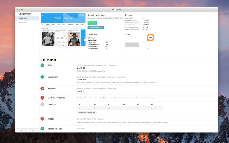 SEO Checker 2.0 for Mac|Mac版下载 | SEO检查工具