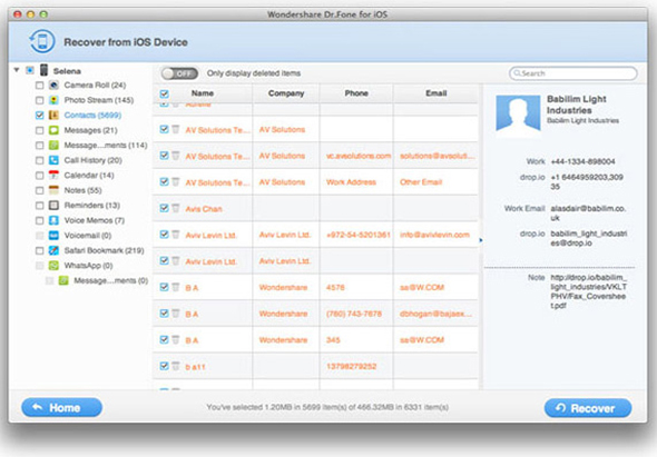 Wondershare Dr.Fone for iOS 7.4.5 for Mac|Mac版下载 | IOS设备数据恢复软件