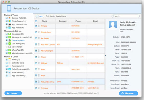 Wondershare Dr.Fone for iOS 7.4.5 for Mac|Mac版下载 | IOS设备数据恢复软件