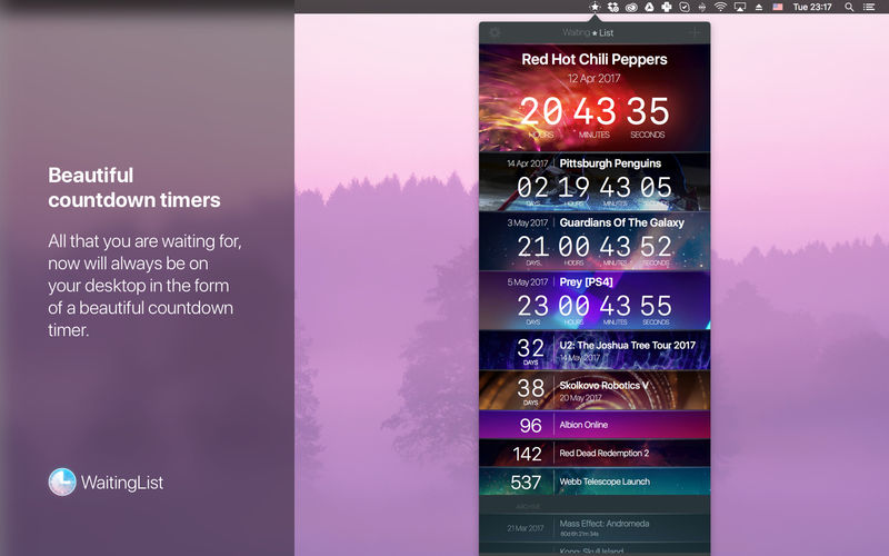 WaitingList 1.2.3 for Mac|Mac版下载 | 事件倒计时定时器