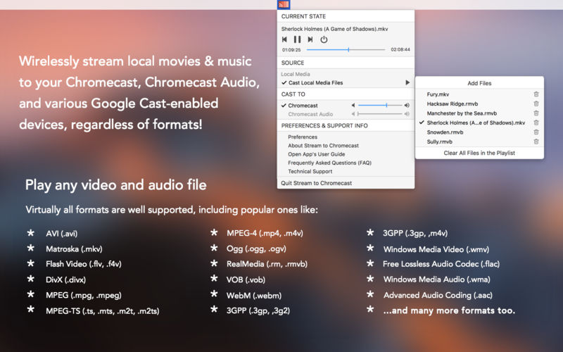 Stream to Chromecast 2.2.0 for Mac|Mac版下载 | 本地视频/音乐流应用