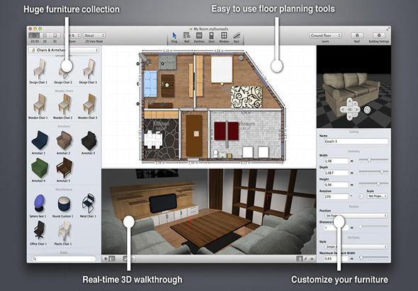 MyFourWalls 1.0.7 for Mac|Mac版下载 | 3D室内设计软件