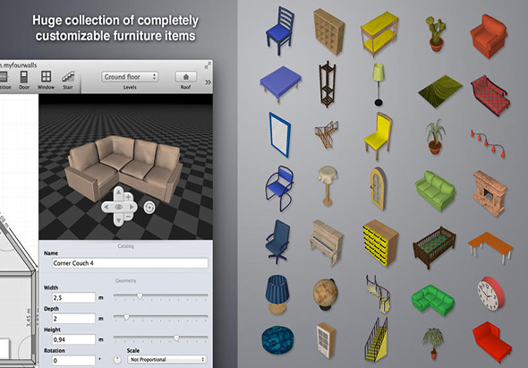 MyFourWalls 1.0.7 for Mac|Mac版下载 | 3D室内设计软件