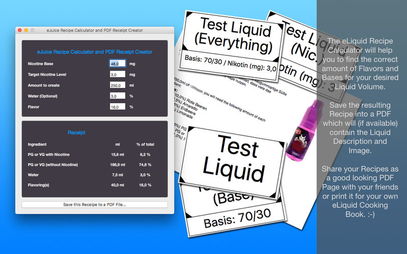 Liquid Database & eJuice Recipe Calculator 1.9.0 for Mac|Mac版下载 | 液体物资管理工具