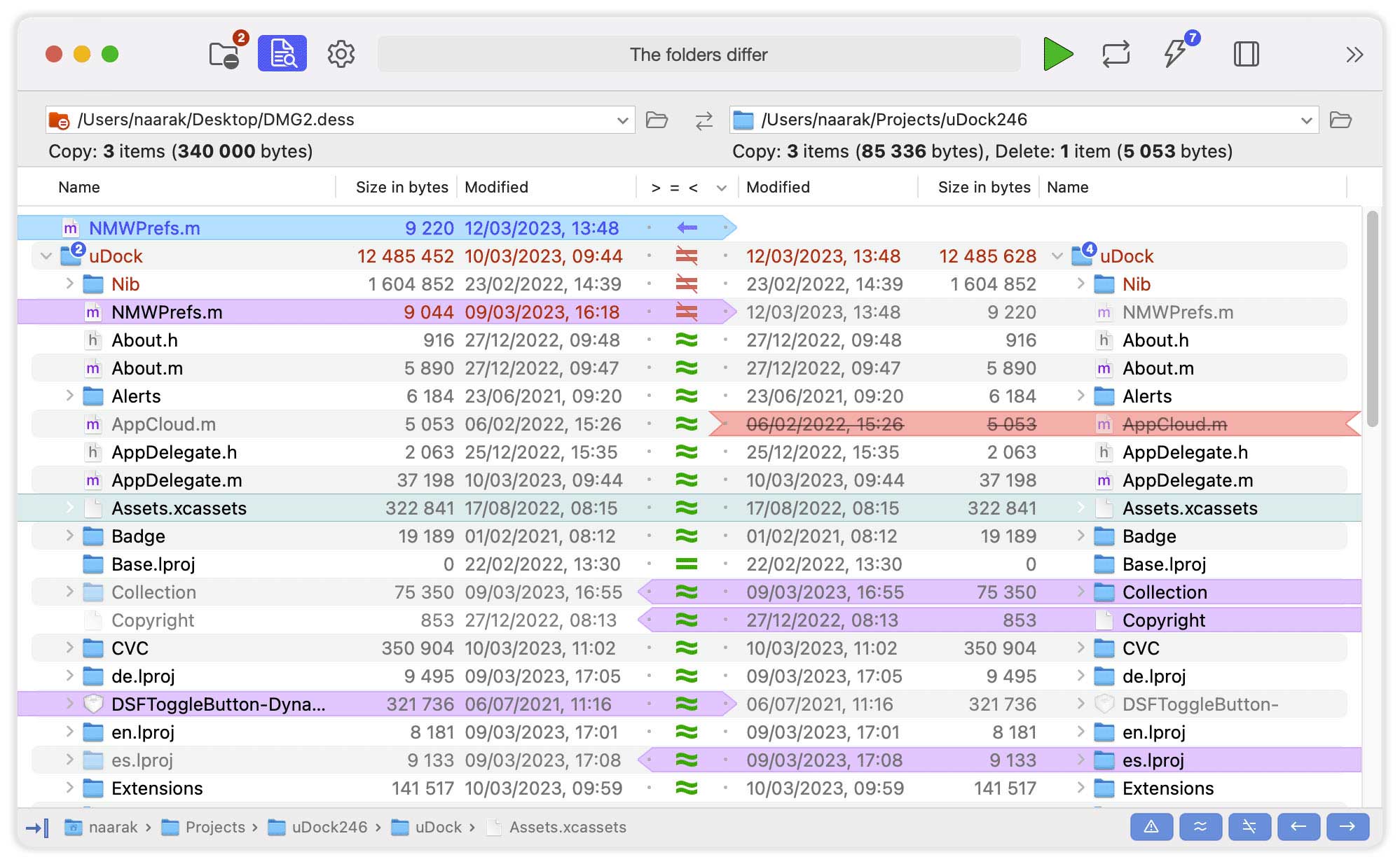 DirEqual for Mac 5.7 破解版 快速比较文件夹工具