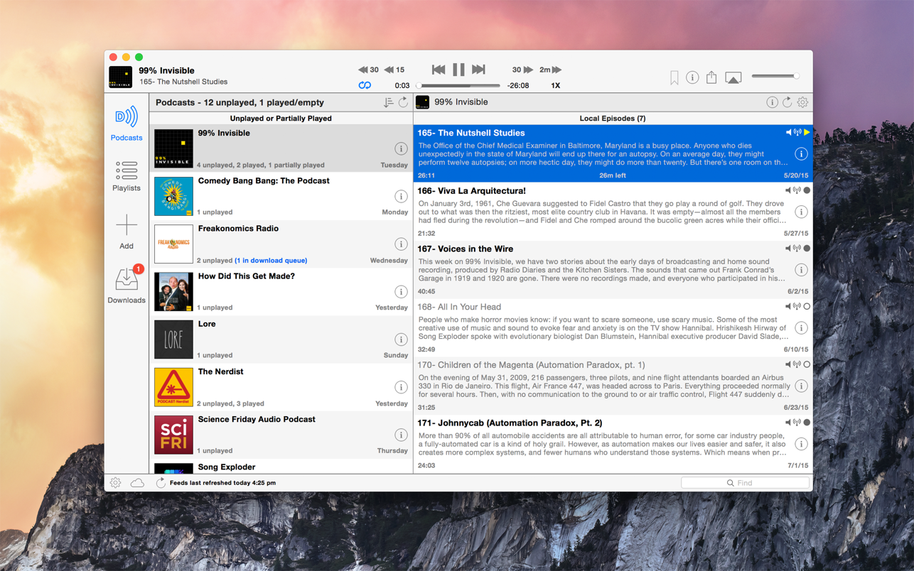 Downcast for Mac 2.11.25 破解版 Podcast视频订阅下载工具