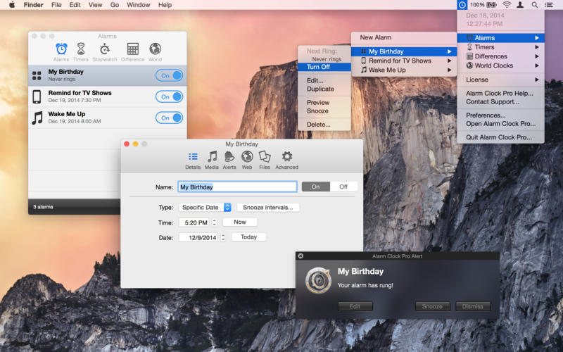 Alarm Clock Pro for Mac 15.2 破解版 Mac上强大的闹钟和时间提醒工具