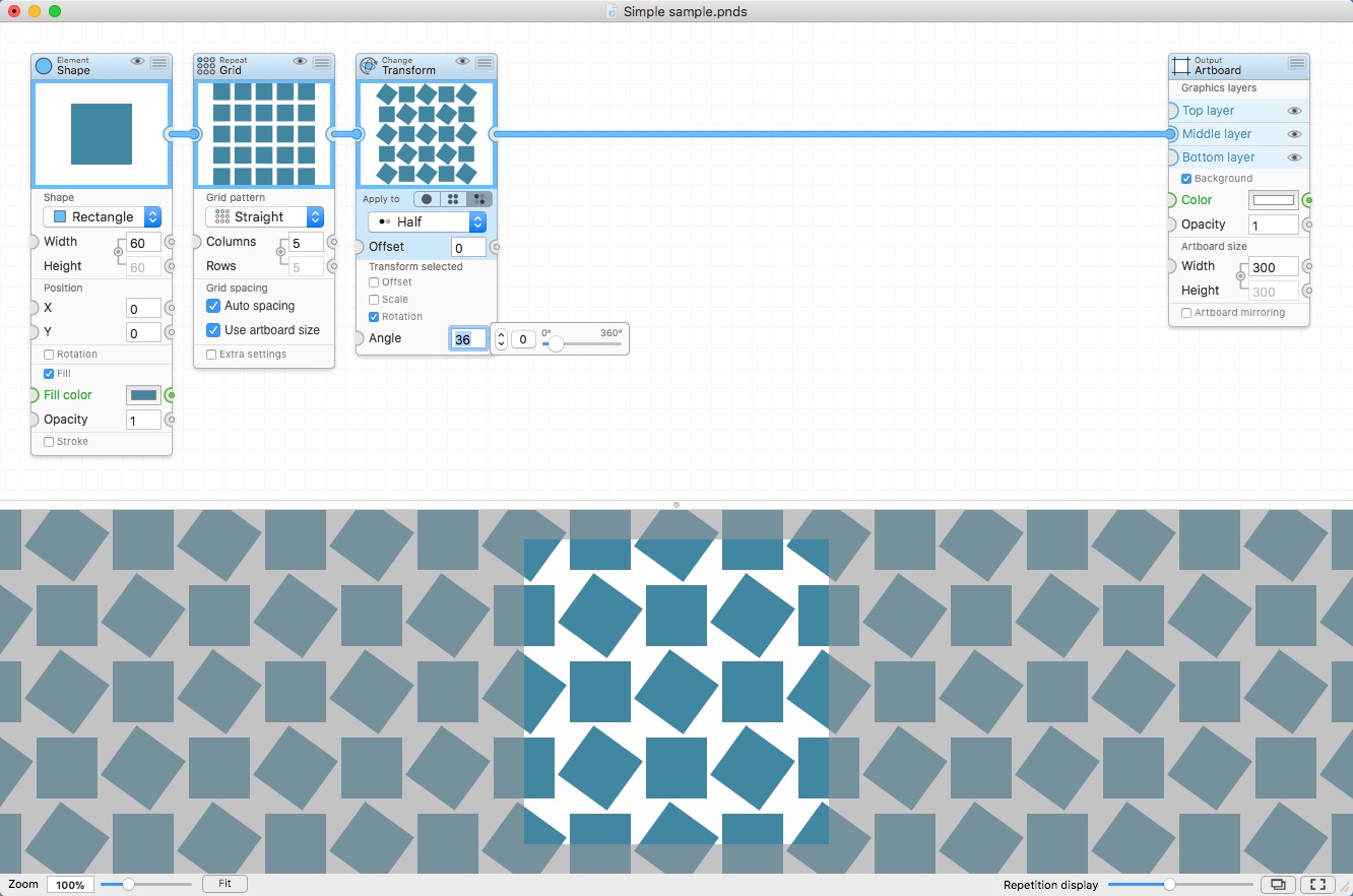 Patternodes for Mac 3.2.1 破解版 创建基于重复的图形模式动画或插图