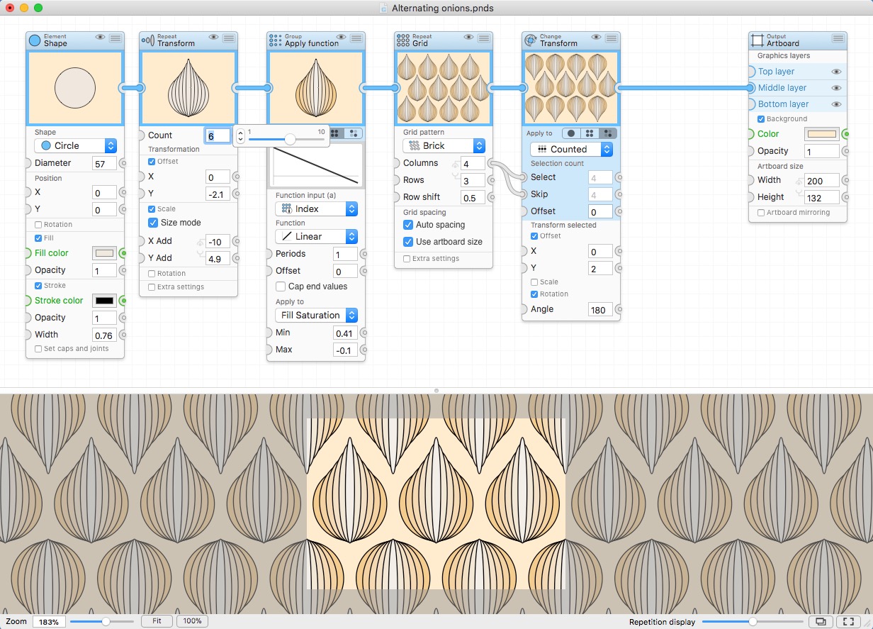 Patternodes for Mac 3.2.0 破解版 创建基于重复的图形模式动画或插图