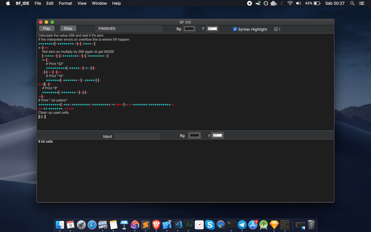 BF IDE for Mac 1.7.0 破解版 Brainfuck编程语言的集成开发