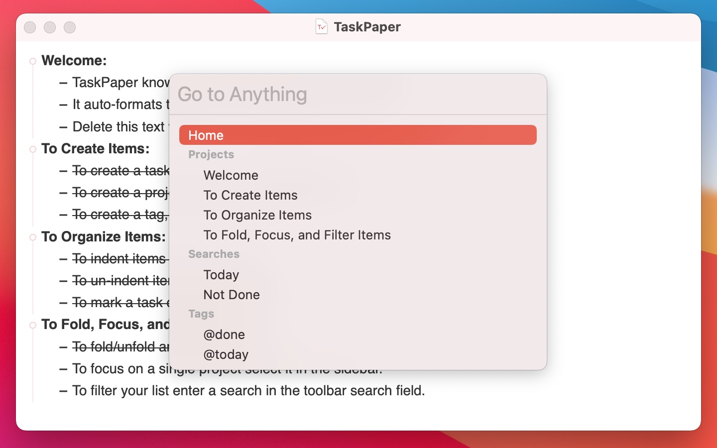 TaskPaper for Mac 3.9.1 破解版 优秀的待办事项和任务管理工具
