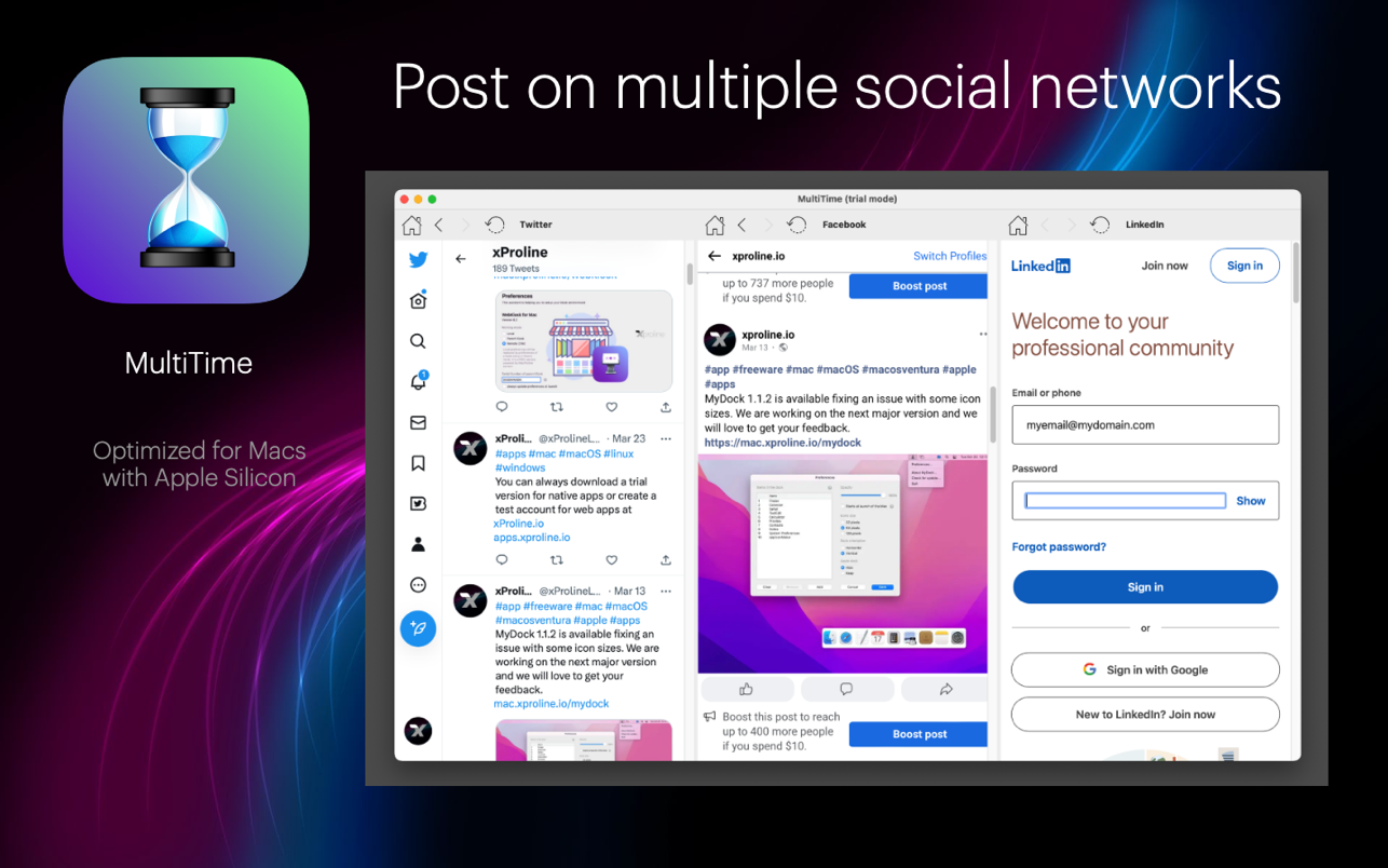 MultiTime for Mac 1.3.1 破解版 社交网络浏览工具