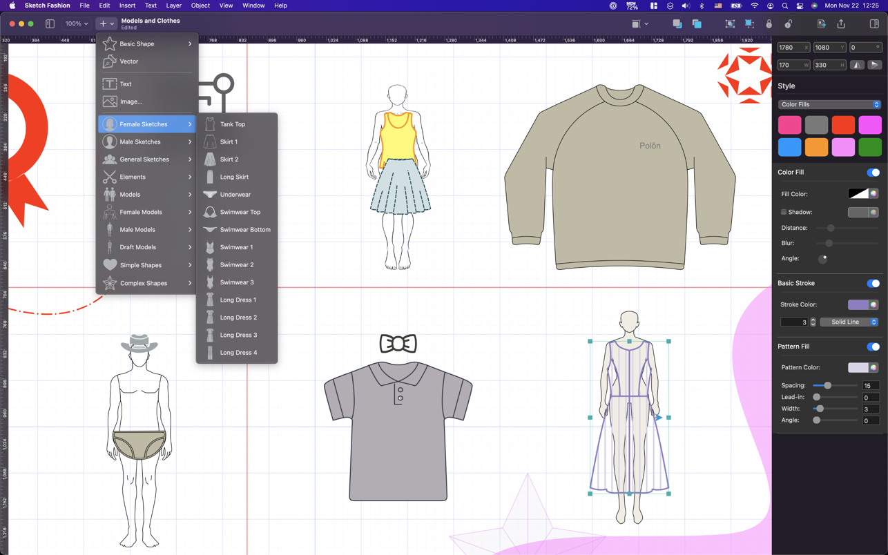 Sketch Fashion for Mac 1.2.8 破解版 优秀的服装设计工具 时尚原型工具