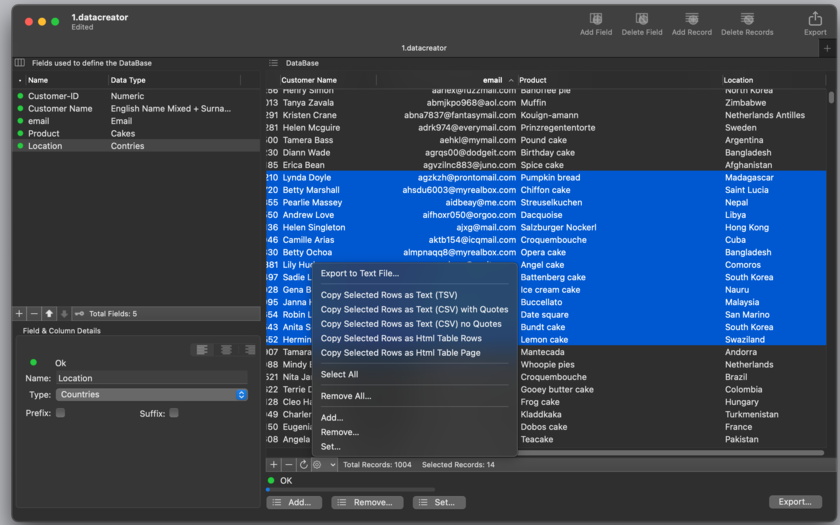 Data Creator 1.9.2 Mac 破解版 - 数据自动生成填充工具