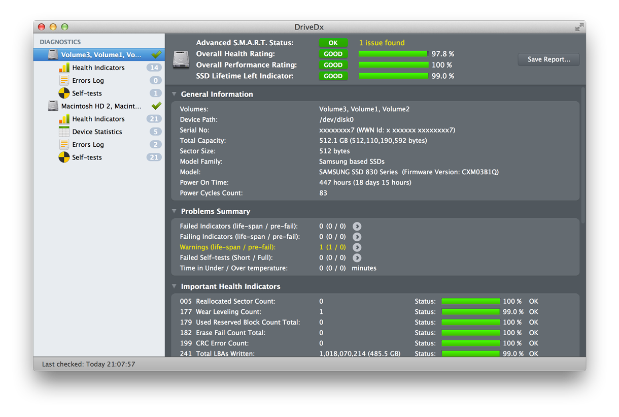 DriveDx 1.11.0 Mac 破解版 优秀的磁盘健康检测和监控工具