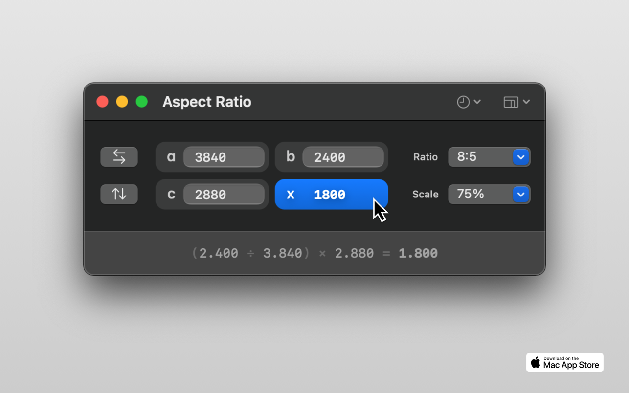 Aspect Ratio X 2.1.8 Mac 破解版 纵横比计算器
