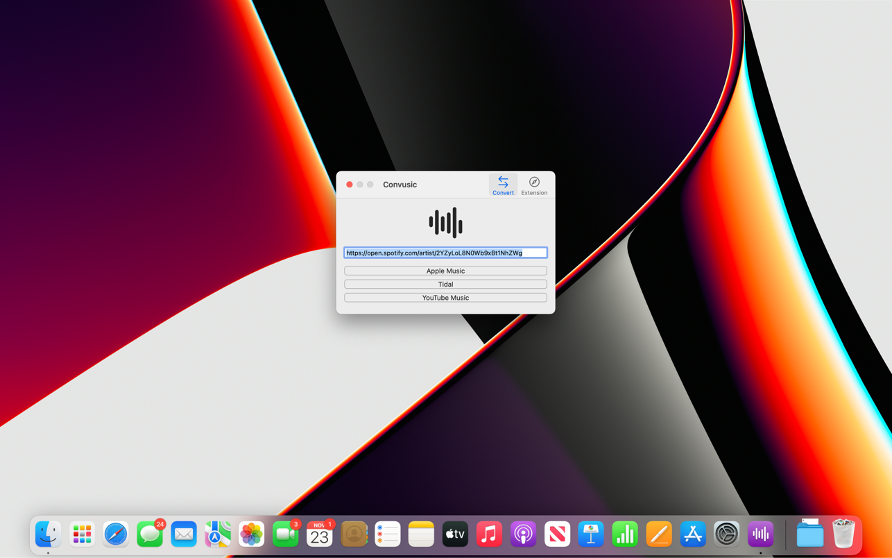 Convusic 1.17 Mac 破解版 在不同的音乐流服务中打开音乐流服务链接