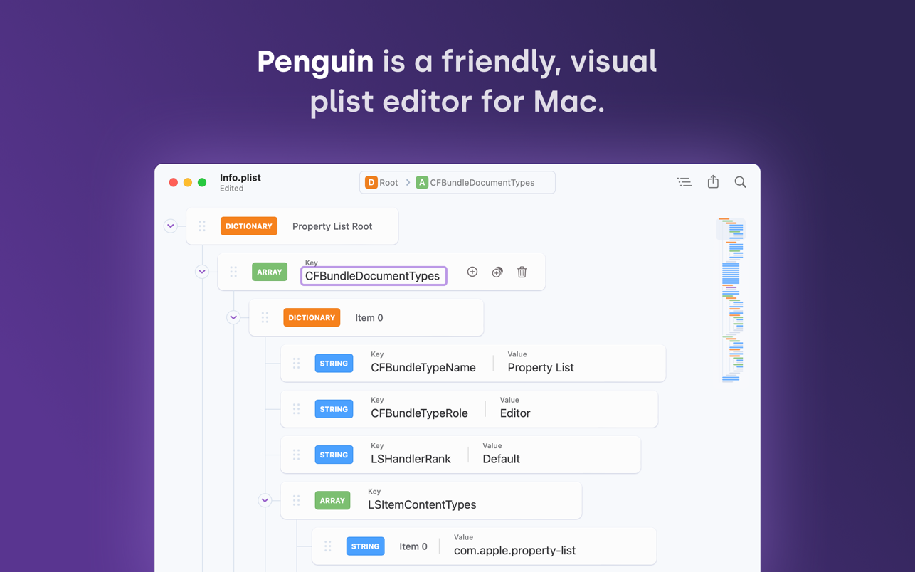 Penguin – Plist Editor 1.2 Mac 破解版 Plist编辑器
