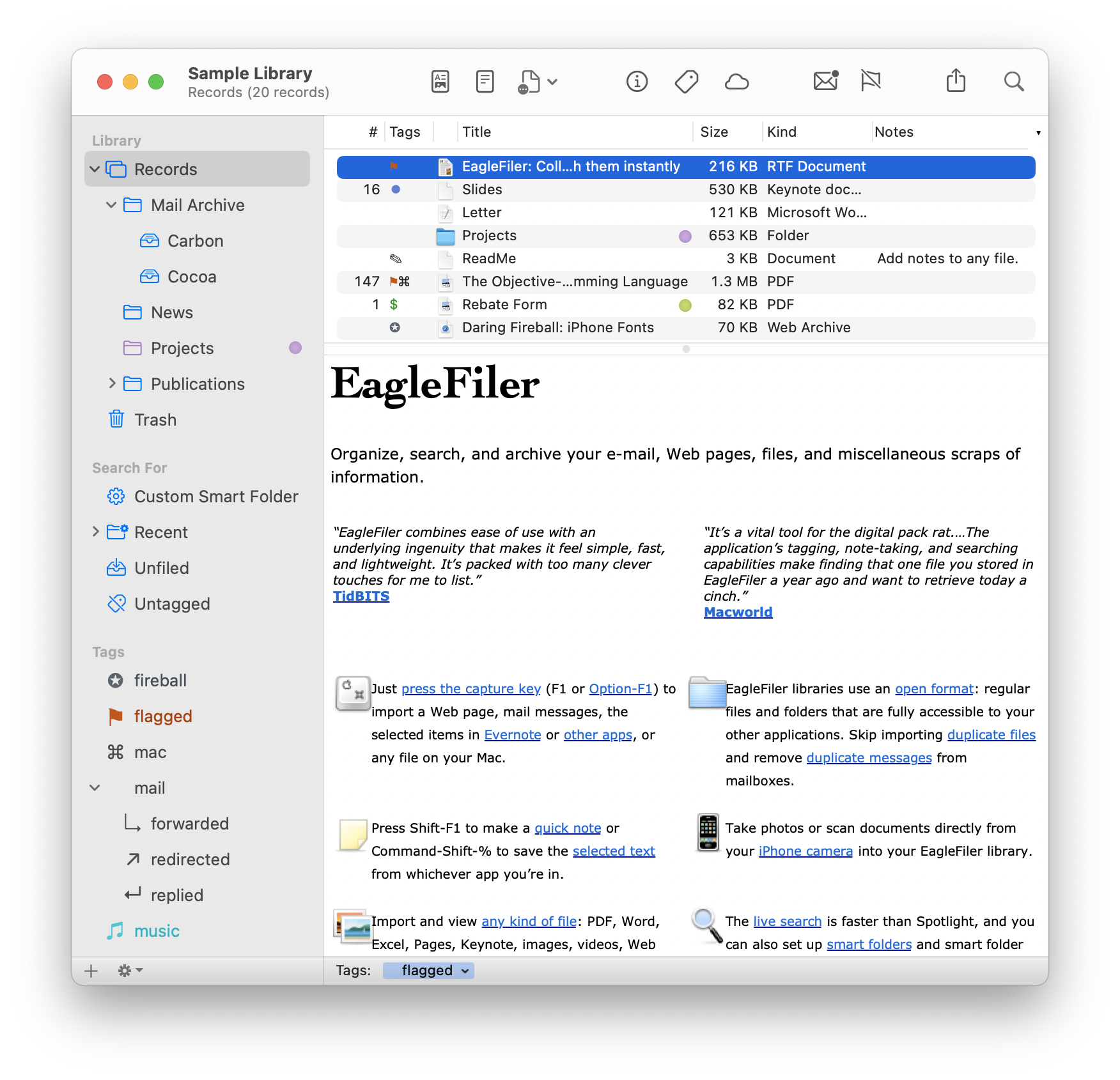 EagleFiler 1.9.9 Mac 破解版 文件和信息管理工具