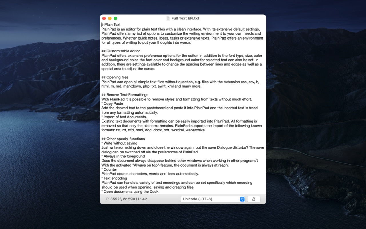 PlainPad 1.3.1 Mac 破解版 纯文本编辑器