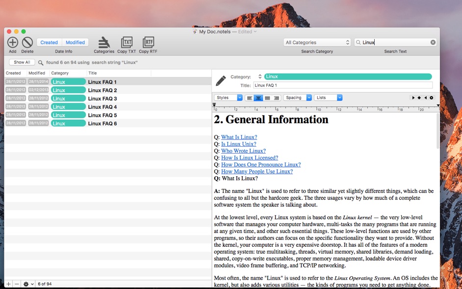 NoteList 4 for Mac 4.3.3 破解版 - 数据存储工具