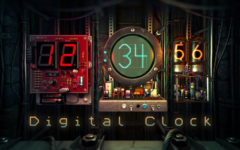 Digital Clock 3D 2.1.1 Mac 破解版 3D时钟动态桌面应用