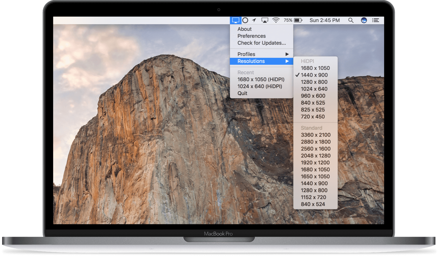 QuickRes 4.8 Mac 破解版 - 屏幕分辨率快速调节工具