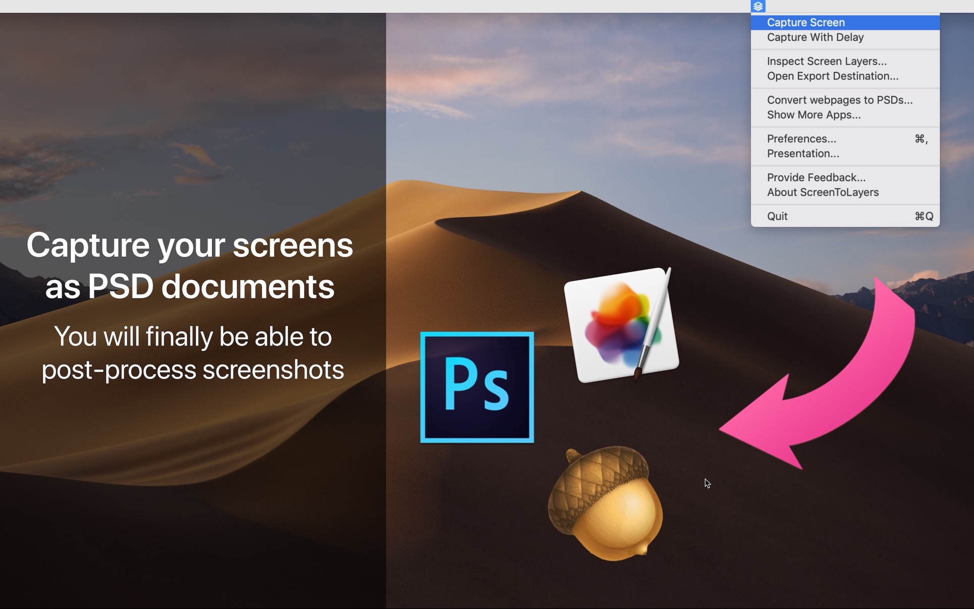 ScreenToLayers Mac 免费版 屏幕截图转Photoshop文档