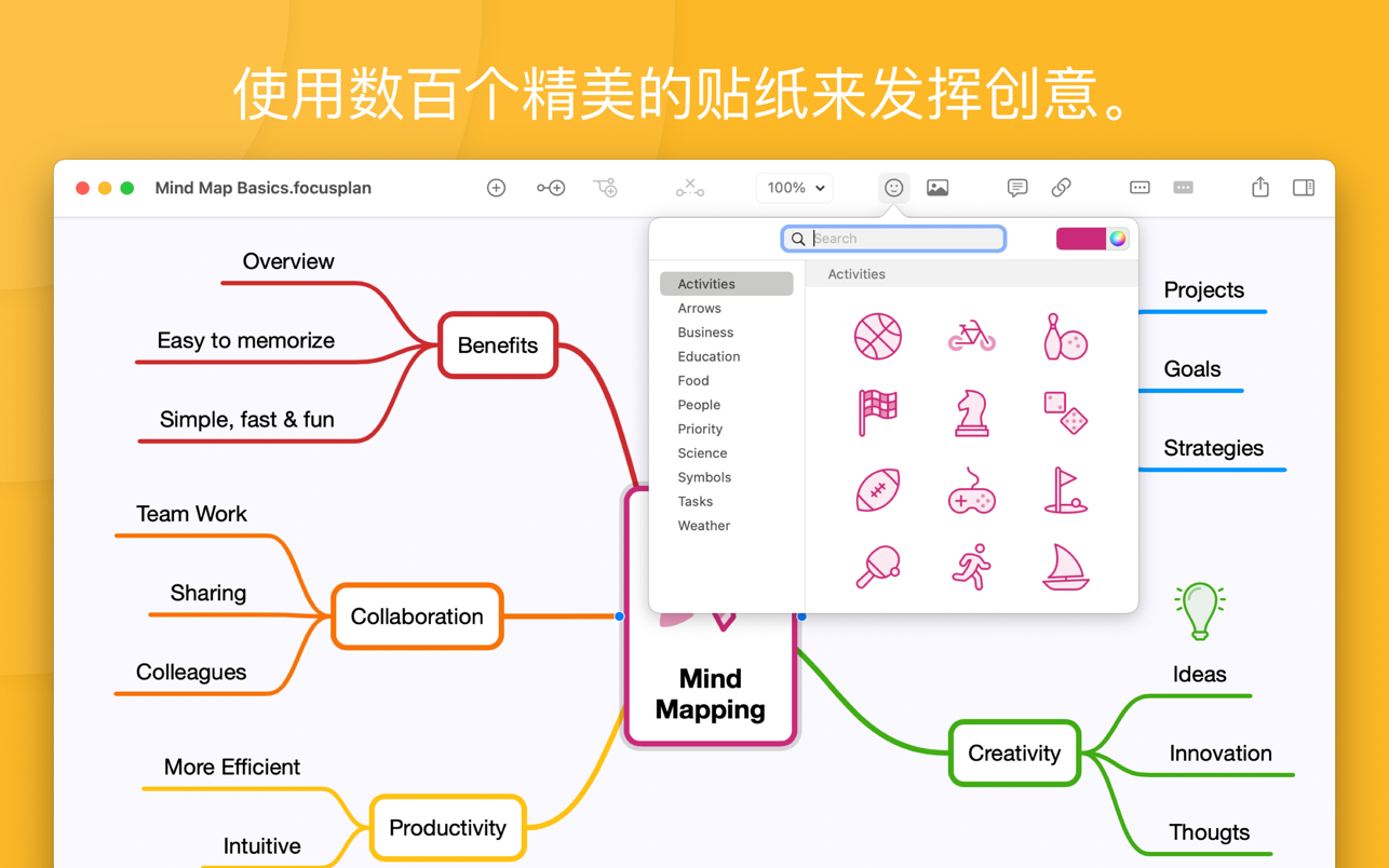 Focusplan Pro 1.6.17 Mac 中文破解版 思维导图与头脑风暴