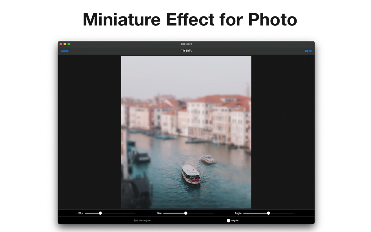 微缩效果 TiltShift 1.0.3 Mac 破解版 用于照片和视频的微型镜头