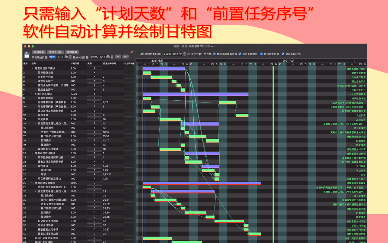 超级U计划 Super U Plan 16.8.4 Mac 破解版 使用甘特图制定和管理您的计划