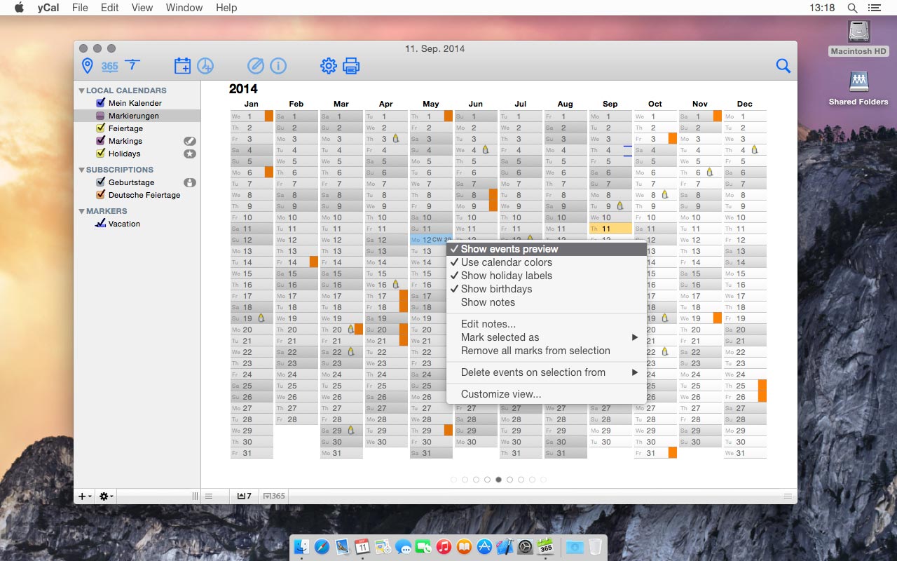 yCal 1.6 Mac 破解版 高颜值强大的日历工具