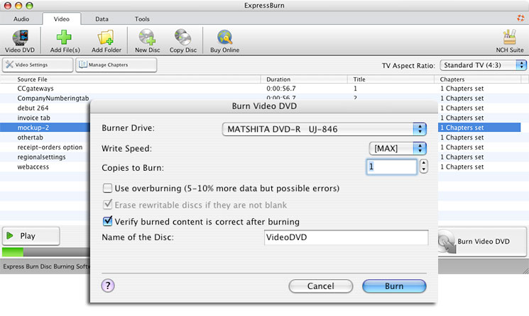 NCH Express Burn Plus 11.00 Mac 破解版 快速光盘刻录软件
