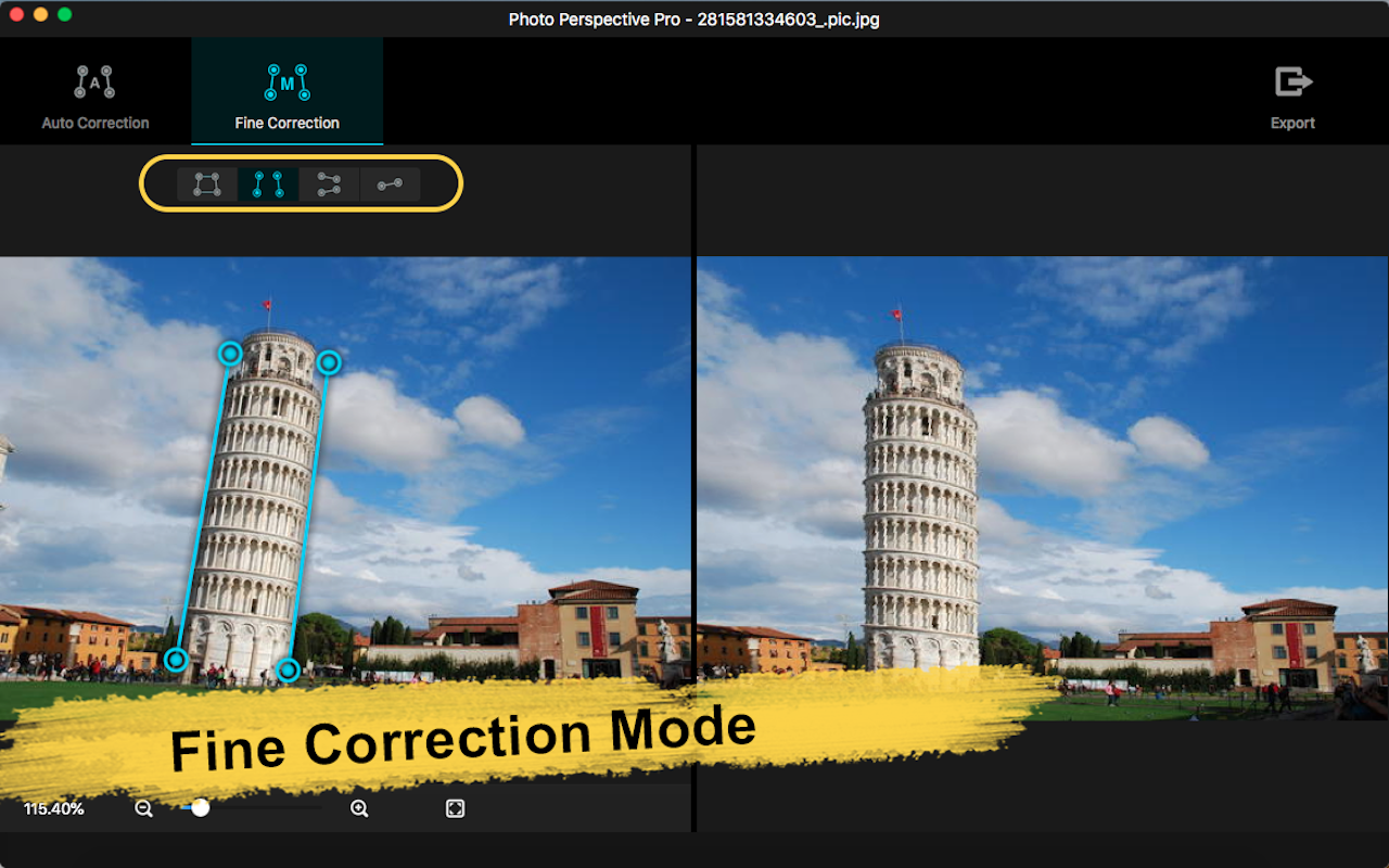 Photo Perspective Pro 1.6.4 Mac 破解版 校正水平倾斜图片&自动拉伸修正变形图像