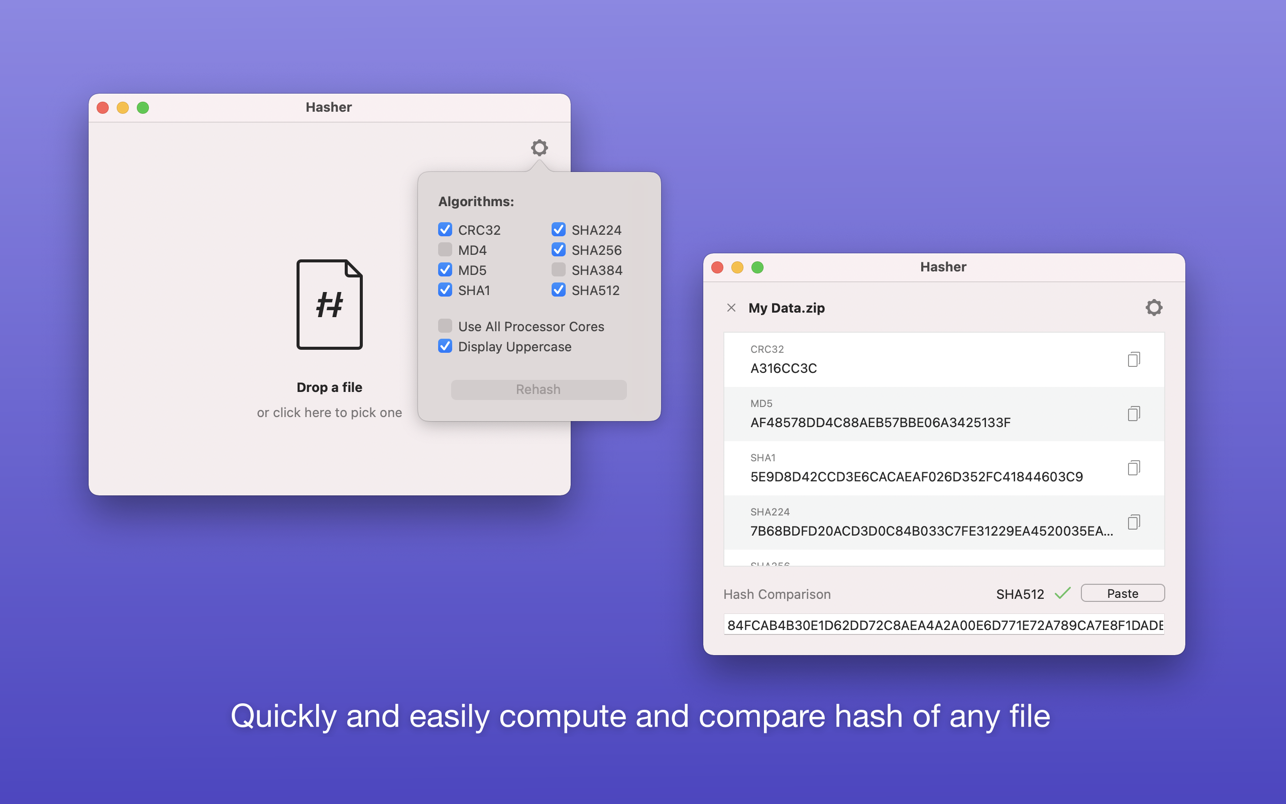 Hasher 1.4 Mac 破解版 哈希值生成工具