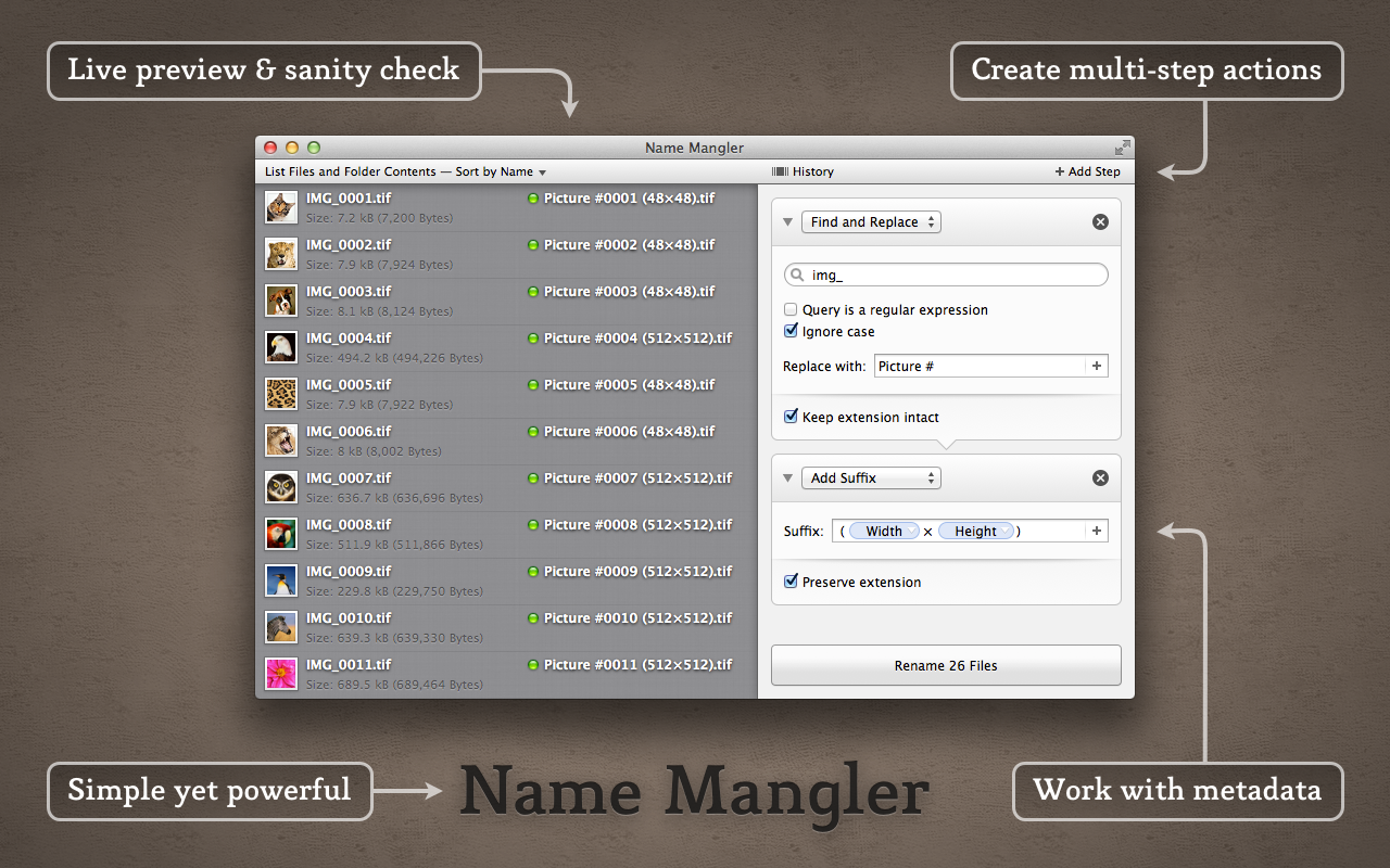 Name Mangler 3.7.2 Mac 破解版 批量处理文件重命名