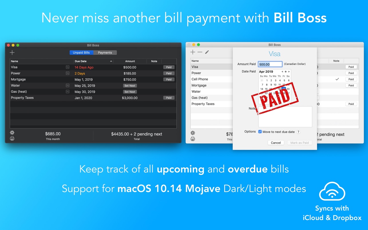 Bill Boss 1.2.2 Mac 破解版 财务预算管理工具