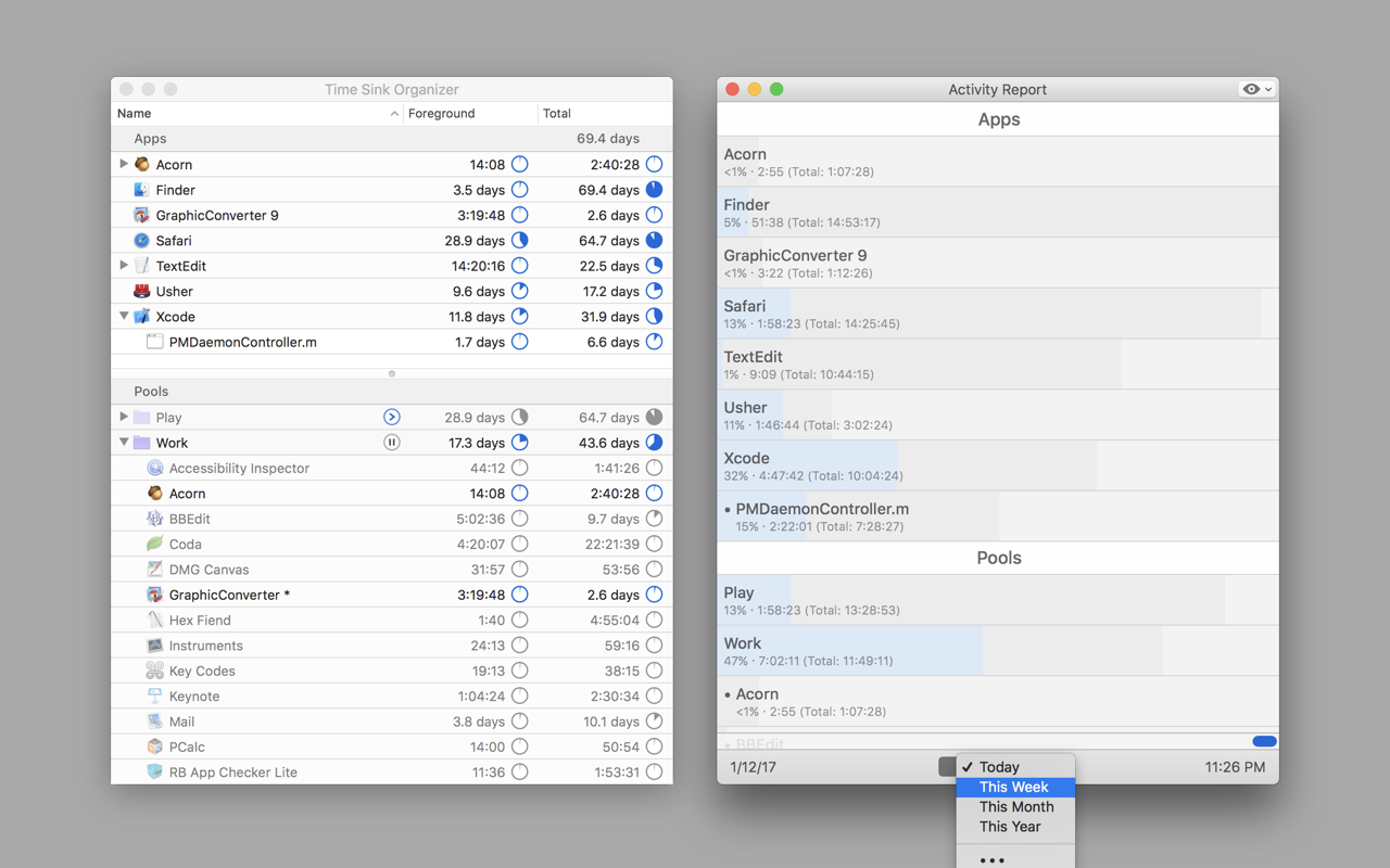 Time Sink 2.2.2 Mac 破解版 记录你使用各种Mac软件的时间