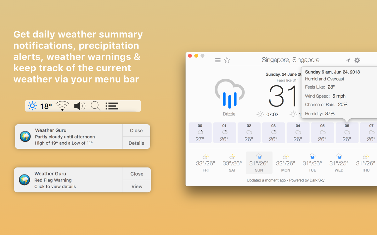 Weather Guru 2.5.1 Mac 破解版 美丽且高精准度的天气预报应用