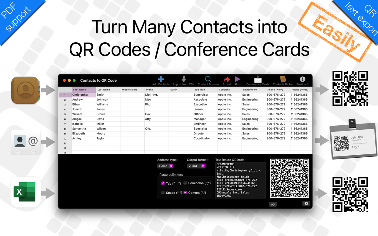 Contacts to QR Codes 1.6.2 Mac 破解版 电子二维码生成器