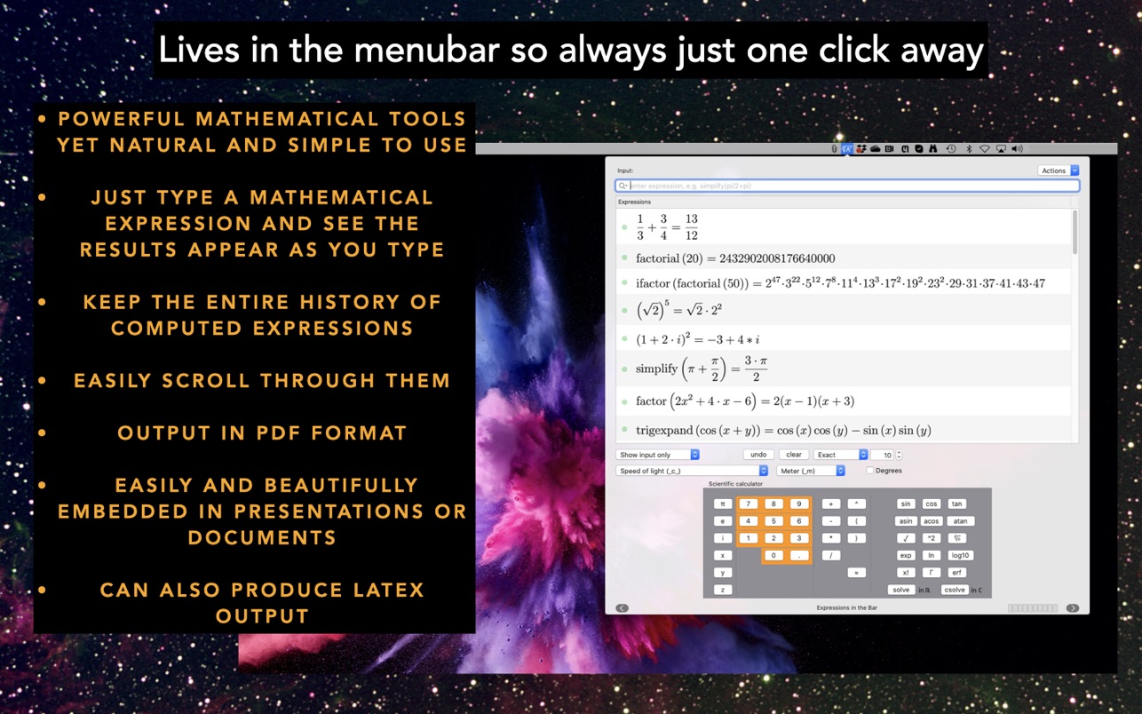 ExpressionsinBar 2.3 Mac 破解版 菜单栏上的代数计算工具