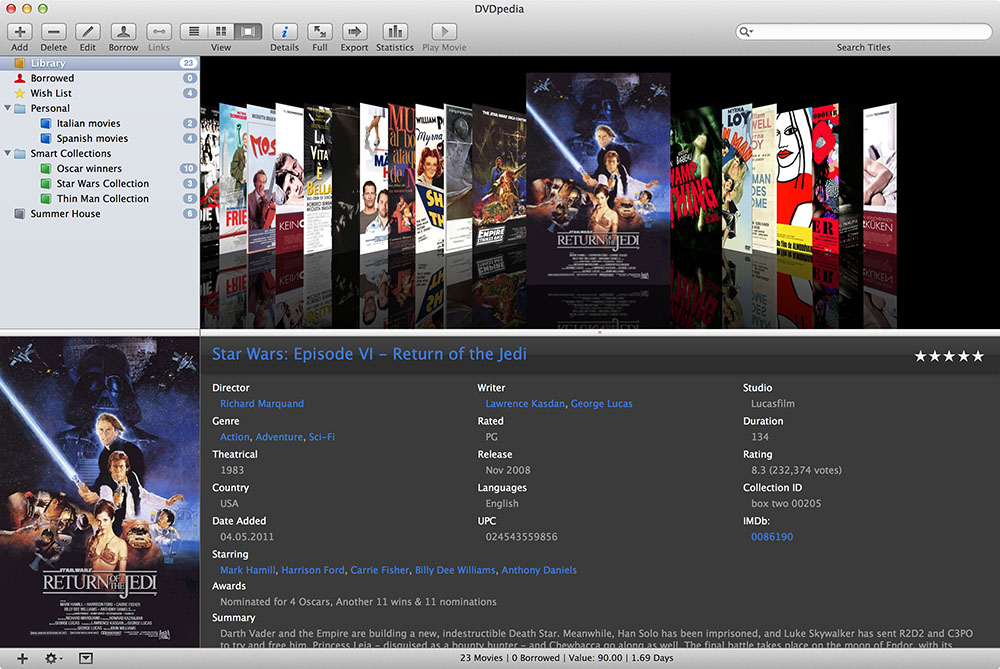 DVDpedia 6.1.0 Mac 破解版 DVD电影收藏管理器