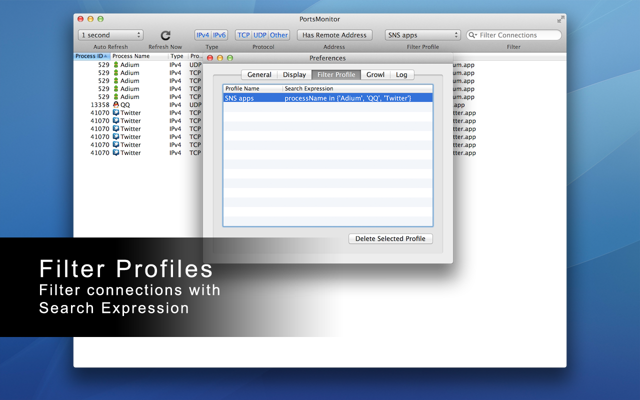 PortsMonitor 1.4.5 Mac 破解版 网络连接地址监视器
