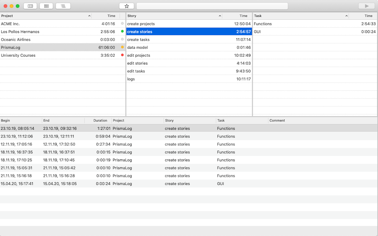 PrismaLog 1.4 Mac 破解版 项目时间跟踪软件